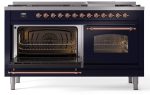 Nostalgie II 60 Inch Dual Fuel Liquid Propane Freestanding Range in Blue with Copper Trim Sale