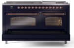 Nostalgie II 60 Inch Dual Fuel Liquid Propane Freestanding Range in Blue with Copper Trim Sale