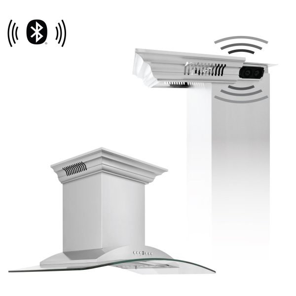 ZLINE Ducted Vent Wall Mount Range Hood in Stainless Steel with Built-in ZLINE CrownSound Bluetooth Speakers (KNCRN-BT) Online