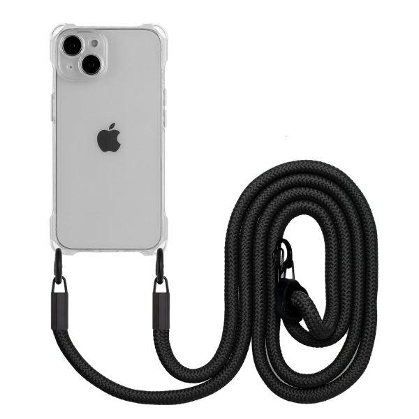 TPU Cell Phone Case for iPhone 15 Plus Four Corners Drop Protection Shell Cover with Hanging Rope Sale