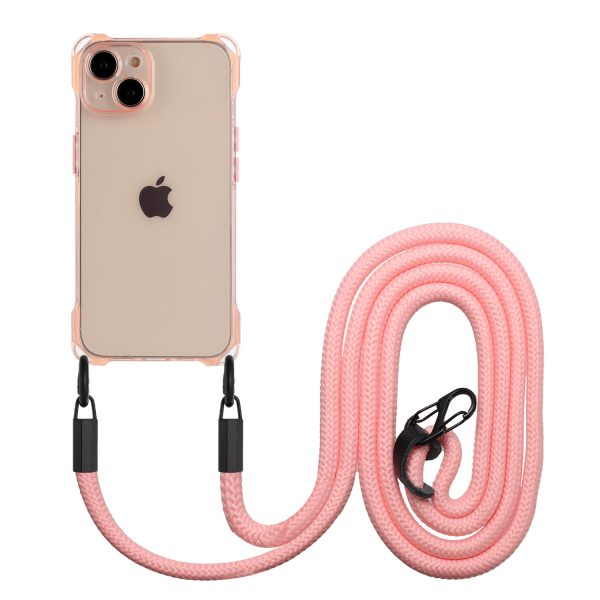 TPU Cell Phone Case for iPhone 15 Plus Four Corners Drop Protection Shell Cover with Hanging Rope Sale