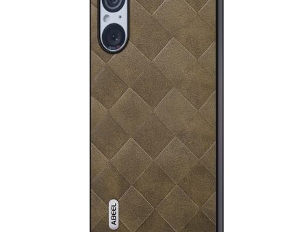 ABEEL For Sony Xperia 5 V Anti-scratch Phone Case Grid Texture PU Leather Coated PC+TPU Cover Supply