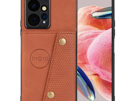 For Xiaomi Redmi Note 12 4G Drop Protection Leather Coated TPU Phone Cover Kickstand Shell with Card Slots Cheap